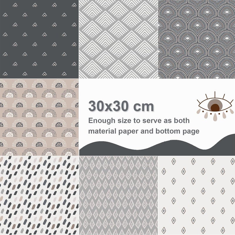 Naszonus 28 Sheet Boho Scrapbook Paper, 12"X12" Inch Scrapbook Papers, 90 lb/160 gsm Scrapbook Paper Double-Side Print (BOHO 4) - Image 4